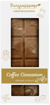 Chocolate navideña vegana blanca con sabor a café y canela BIO 60 g BIOBENJAMIN